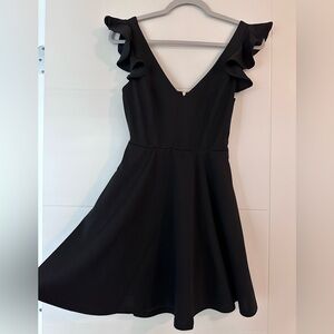Black Dress with open back and Zipper Accent
